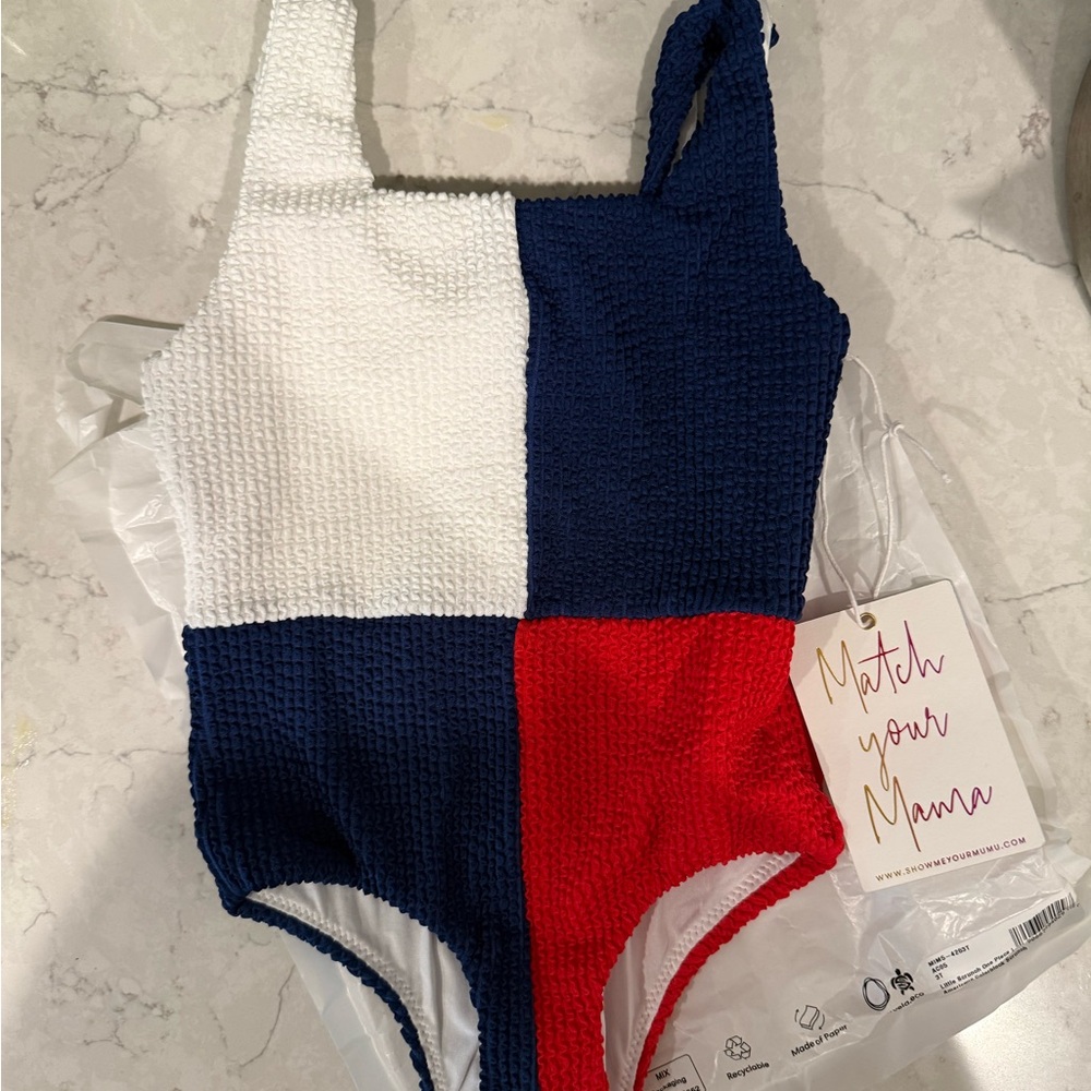 Show Me Your MuMu Kids Swim One Piece - Red, White, and Blue